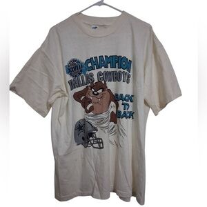 Vintage Dallas Cowboys NFL Super Bowl Shirt Taz Mens T Shirt Large